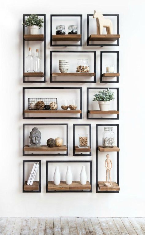 Modern Wall Shelf, Diy Wand, Wall Shelf Decor, Regal Design, Wall Shelves Design, Diy Casa, Upcycled Home Decor, Decoration Inspiration, Shelf Design