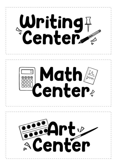 Preschool Center Labels Free Printables, Preschool Center Signs Free Printable, Centers Signs For Preschool, Printable Center Signs For Preschool, Center Signs For Classroom Free, Prek Center Signs, Preschool Center Rotation Signs, Writing Center Signs Free Printable, Preschool Classroom Centers