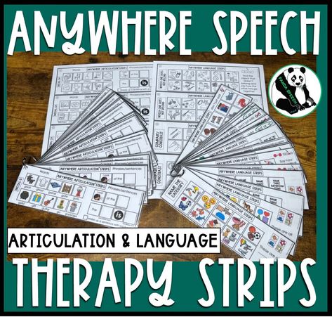 Anywhere Speech and Language Strips ~ On the Go Speech Therapy – Panda Speech Therapy Language Speech Therapy Activities, Speech Therapy Room Setup, Speech Therapy Room Decor, Speech Therapy Activities Elementary, Speech Therapy Tools, Irregular Past Tense Verbs, Articulation Games, Speech Articulation, Speech And Language Therapy