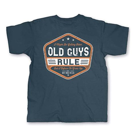 PRICES MAY VARY. For the Young at Heart: Age is just a number, and he refuses to admit he's getting up there. After all, you're only as old as you feel inside and he's in his glory days! He'll love the message on this Old Guys Rule tee. The Ultimate Gift: If he's still acting like he did in his 20's, this is the OGR shirt for him. Whether it's for your Husband, Dad, Grandpa, Uncle or Brother just make sure they're not too sensitive about their "old" age! All About the Details: Shirt text reads " Too Sensitive, Man Rules, Age Is Just A Number, Giving Up On Life, Antique Trucks, T Shirt Company, Passion For Life, Glory Days, Young At Heart