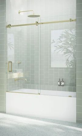 Glass Warehouse 56" - 60" W x 60" H Frameless Shower Door | Wayfair Bathtub Enclosures, Bathtub Shower Combo, Frameless Shower Door, Bathtub Doors, Tub Shower Doors, Tub Doors, Frameless Shower Doors, Bathroom Tub, Sliding Shower Door