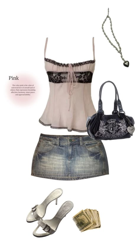 #y2k #pink #outfit #outfitinspo #cute #aesthetic Outfits Y2k Pink, Y2k Pink Outfit, Aesthetic Outfits Y2k, Aesthetic Shuffles, 2000s Outfit, Aesthetic 2000s, Downtown Outfits, 2000s Outfits, Outfits Y2k