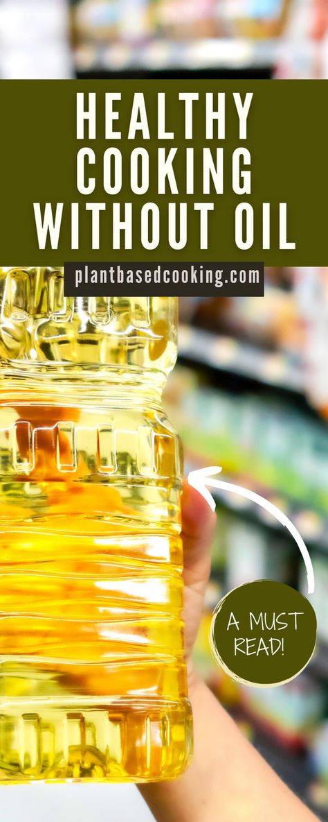 Cooking without oil can be a challenge, but it's worth it for the health benefits. Eliminating oil is a great way to reduce your calorie intake and keep your food healthy. In this post, I share different tips and tricks for how you can say goodbye to cooking with oil once and for all! No Oil Recipes, Esselstyn Diet, Olive Oil Substitute, Vegetable Oil Substitute, Cooking Without Oil, Veggie Dinners, Oil Substitute, Oil Free Vegan Recipes, Low Fat Cooking