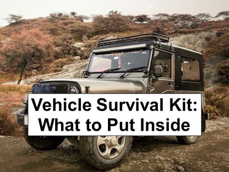 Vehicle Survival Kit: What to Put Inside – reThinkSurvival.com Jeep Survival Kit, Vehicle Emergency Kit, Emergency Car Kit For Women, Winter Survival Kit Car, Vehicle Survival Kit, Car Essentials For Women Emergency Kits, Get Home Bag, Survival Project, Survival Books