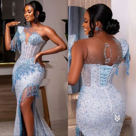 Icy Blue Prom Dress Black Women, Plus Size Fancy Dresses, Matric Dress, Blue Mermaid Prom Dress, African Bridal Dress, Nigerian Lace Styles Dress, Mermaid Prom Dresses Lace, African Prom Dresses, Gorgeous Prom Dresses