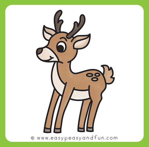 Deer Easy Drawing, Small Deer Drawing, Draw A Deer, How To Draw Deer, Dear Drawing Easy, How To Draw A Deer, Easy Deer Drawing For Kids, Deer Drawing Easy Step By Step, Simple Fawn Drawing