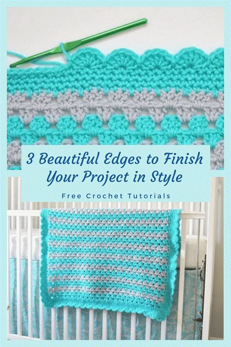 Blanket Edging Ideas, Crochet Edges For Blankets Baby, Crochet Edges For Blankets, Blanket Edging, Crochet Scalloped Edge, Crochet Blanket Border, Block Stitch, Crochet Blanket Edging, Crochet Edges