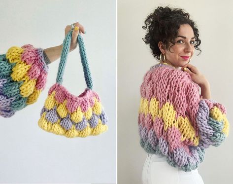 Bubble Jumper, Felt Accessories, Pins And Patches, Frankie Magazine, Knitting Bag Pattern, Jumper Knitting Pattern, Super Chunky Yarn, Crochet Clothing, Magazine Online