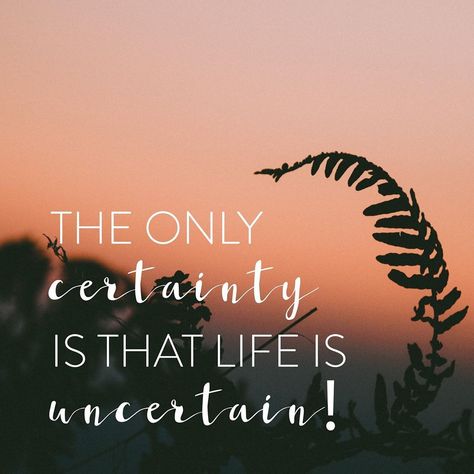 Susan Jeffers on Instagram: “The only certainty is that life is uncertain! #feelthefearanddoitanyway #feelthefear #susanjeffers” Life Is Uncertain Quotes, Susan Jeffers, Positive Quotes, Life Is, Vision Board, Love Quotes, Feelings, Quotes, Movie Posters