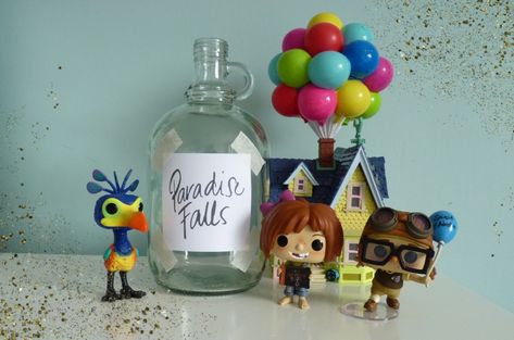 This replica jar is almosf identical to the one carl and ellie used to save for their adventure in Disney Pixars Up. You can do the same. #disney #disneycrafts #up #paradisefalls #savingsjar #disneyup #wedding #weddingjar #weddingsaving #honeymoon #honeymoonfunds Paradise Falls Jar, Diy Vacation Fund Jar, Disney Savings Jar, Vacation Savings Jar, Disney Piggy Bank, Wedding Jars, Jar Saving, Vacation Fund, Paradise Falls