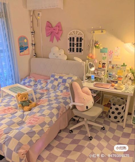 Cute Sanrio Room Ideas, Sanrio Themed Bedroom, Cute Sanrio Bedroom, Sanrio Themed Room, Keroppi Bedroom, Sanrio Aesthetic Room, Cinnamoroll Room, Sanrio House, Cute Room Inspo Sanrio