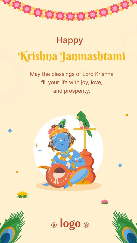 Happy-Krishna Janmashtami-story- kids- insta- post- template- Instagram story template - kids story Janmashtami Story Instagram, Janmashtami Story For Instagram, Krishna Janmashtami Insta Story, Janmashtami Story, Janmashtami Design Post, Janmashtami Post, Krishna Janmashtami Social Media Post, Happy Krishna, Story Kids