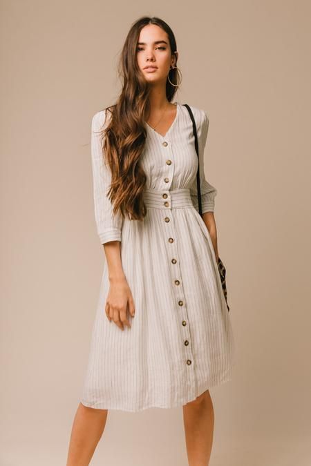 Women Dress Casual, Cotton Dress Ideas, Floral Maxi Skirt, Button Front Dress, Striped Midi Dress, Spring Summer Outfits, Modest Fashion, Cute Dresses, Chic Style