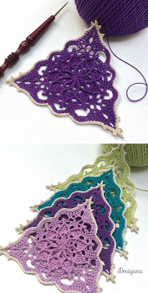 Wispweave Triangle - Free Pattern Shawl Crochet Stitches, Thread Yarn Crochet Patterns, Crochet Mini Mandala Free Pattern, How To Make A Knitting Pattern, Heart Shaped Doilies Crafts, Lace Pattern Crochet, Crochet Lace Squares Pattern Free, Crochet Lace Headband Pattern Free, Dark Cottagecore Crochet