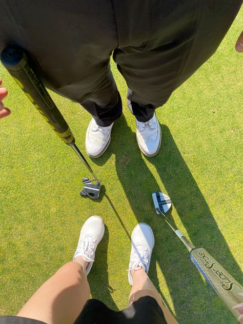 #golf #couple #putter #golfing Couple Golfing Aesthetic, Golf Couple Pictures, Golf Aesthetic Couples, Golf Date Aesthetic, Golf Couple Aesthetic, Golf Date, Golf Boyfriend, Golf Couple, Golf Asthetic Photos