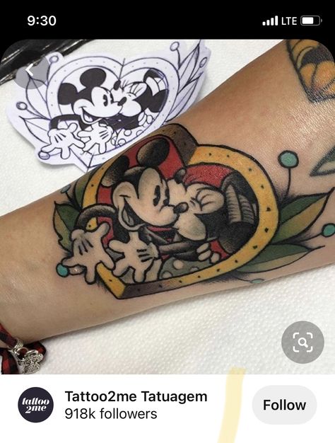 Traditional Disney Tattoo, Disney Tattoos For Men, Beatles Tattoo, Daniel Tattoo, Minnie Tattoo, Toy Story Tattoo, Mickey Mouse Tattoo, Disney Sleeve Tattoos, Disney Sleeve