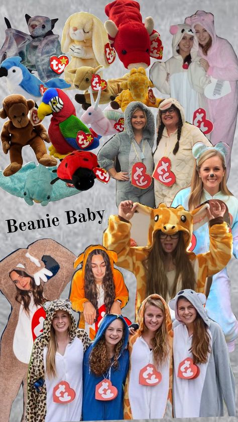 #beaniebabies #groupcostume #costume Comfy Halloween Costumes, Beanie Baby Costume, Beanie Baby Costumes, Ty Stuffed Animals, Pretty Halloween Costumes, Pretty Halloween, Trendy Halloween Costumes, Costume Inspo, Animal Costumes