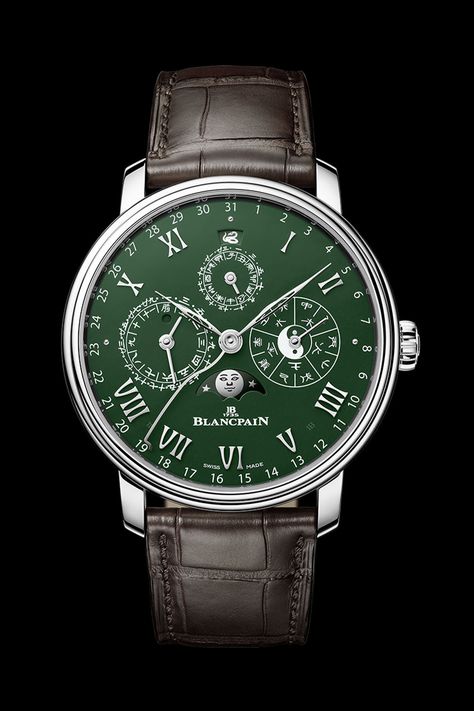 Blancpain Villeret Calendrier Chinois Traditionnel 2025 Year of the Snake green enamel - 5 Blancpain Villeret, Snake Green, Chinese Calendar, 2025 Year, Lunar Year, Skeleton Watches, High End Watches, Pilot Watch, Year Of The Snake