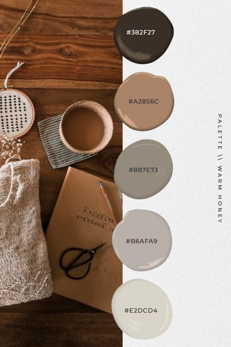 This Warm colour palette is perfect for a rustic, nature brand or down to earth vibe. #colourpalette #colors #moodboard #colourboard #palette #designinspiration Rustic Home Colour Palettes, Modern Rustic Colour Palette, Natural Palette Interior, Moody Natural Interior, Walnut Colour Palette, Muted Earthy Color Palette, Tulum Color Palette, Neutral Colour Palette Earth Tones, Natural Interior Design Earth