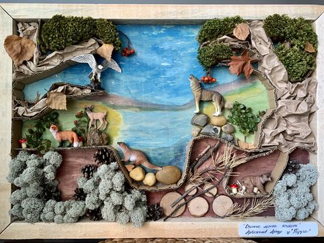 Biomes Project, Ecosystems Projects, School Exhibition, Forest Crafts, Cardboard Play, Animal Sewing Patterns, Animal Activities, Forest School, Small World Play