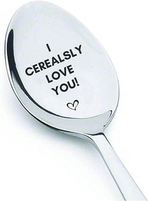 AmazonSmile: I Cerealsly Love You- Engraved Cereal Spoon | Wedding Present | Unique Cooking Gift | Token Of Love On Special Occasions | Valentine's Day | Birthday Gift | Couple Friendly | Spouse Gifts - 7 inch : Home & Kitchen Spouse Gifts, Cooking Gift, Spoon Gifts, Wedding Present, Creative Company, Valentines Day Birthday, Gifts For Cooks, Valentines Gifts For Her, Custom Engraving