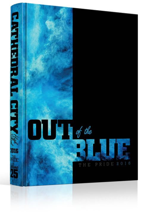 Yearbook Cover - Cathedral City High School - "Out of the Blue" Theme - School… Yearbook Mods, Yearbook Covers Themes, Yearbook Covers Design, Yearbook Template, Yearbook Class, Yearbook Spreads, Yearbook Layouts, Yearbook Pages, Yearbook Covers