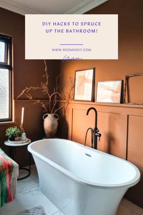 Half Wall Panelling Bathroom, Bathroom Wood Cladding, Panelled Wall Bathroom, Half Painted Bathroom Wall, Eaves Bathroom Slanted Ceiling, Bathroom Wood Panelling, Wood Panelling Walls Bathroom, Half Wall Ideas Bedroom, Wood Panel Ceiling Bathroom