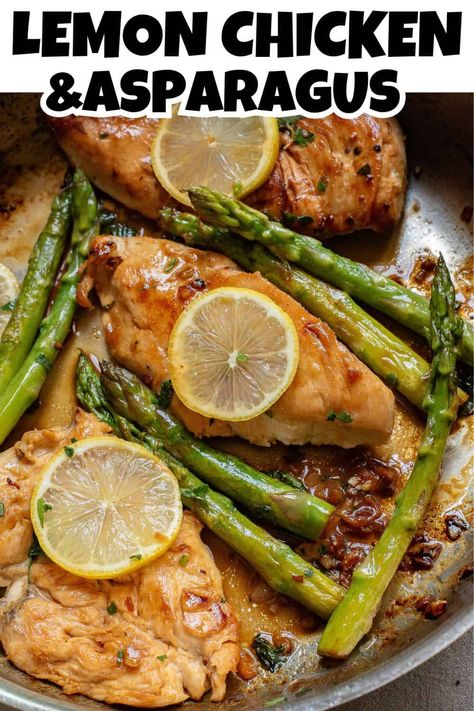 There's nothing better than a one pot meal for dinner! Combine pan-seared chicken breast with fresh asparagus, and you have a delicious meal perfect for a busy weeknight. Your family will love the buttery sauce covering each bite of this lemon chicken and asparagus, and you’ll love just how simple it is to prepare. Save this Easy Lemon Chicken Recipe for Later and make your weeknights stress-free and delicious! Chicken Thighs And Asparagus Recipes, Chicken Breast And Asparagus Recipes, Baked Chicken And Asparagus, Chicken And Asparagus Recipes, Chicken Asparagus Recipe, Lemon Chicken And Asparagus, Easy Lemon Chicken Recipe, Easy Lemon Chicken, Meal For Dinner