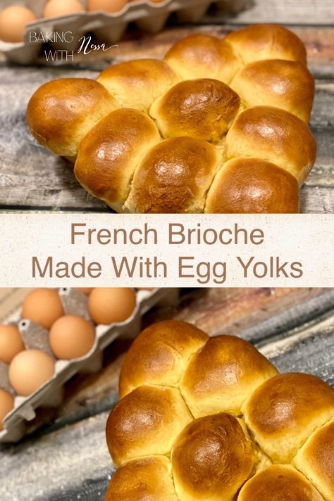 Egg Yolk Bread, Easy Brioche Bread Recipe, Yolk Recipes, Brioche Bread Recipe, Egg Yolk Recipes, French Brioche, Morning Bun, Brioche Bread, Brioche Buns