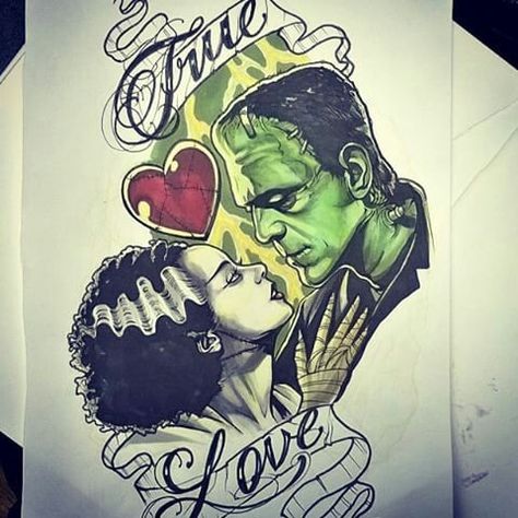 New Age Tattoo, Age Tattoo, Frankenstein Tattoo, Frankenstein Art, Tenacious D, Petit Tattoo, Movie Tattoos, Brides With Tattoos, Love Tattoo