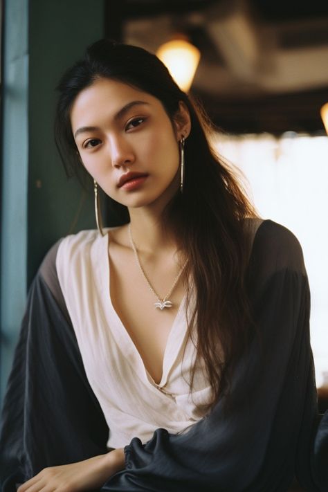 Beautiful modern Asian woman with ethereal essence Angelic Casual Outfit, Soft Dramatic With Angelic Essence, Romantic Ethereal Dramatic, Modern Ethereal Outfits, Ethereal Style Clothing, Classic Ethereal Essence, Ethereal Style Essence, Ethereal Clothing Casual, Ethereal Essence Outfits