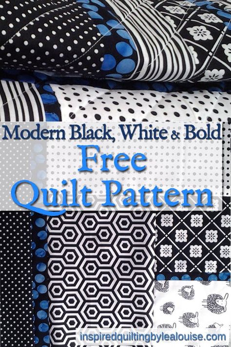 Black And White Quilts Patterns Free, Modern Quilt Patterns Free, Quilt Stand, Fat Quarter Quilt Pattern, Charm Square Quilt, Black And White Quilts, White Quilts, Modern Baby Quilt, Quilt Modernen