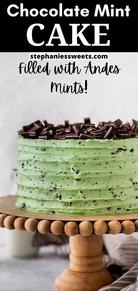 Mint Chocolate Chip Frosting, Dark Chocolate Mint Cake, Mint Chocolate Chip Cake Recipe, Andes Mint Cake, Rainbow Stew, Mint Chocolate Chip Cake, Three Layer Chocolate Cake, Chocolate Mint Cake, Andes Chocolate