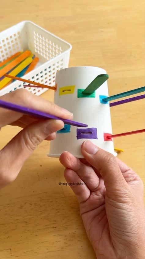 A fun shape matching and sorting activity for the toddlers and preschoolers. Time to hoard some empty toilet paper rolls and make this toy!… | Instagram Old Basement Ideas, Skill Learning, Old Basement, Preschool Fine Motor Activities, Sensory Bag, Fine Motor Activities For Kids, Easy Toddler Activities, Kindergarden Activities, Montessori Toddler Activities