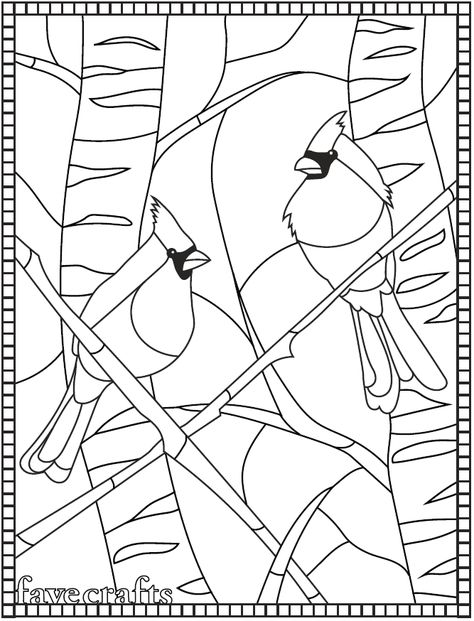 Winter Cardinal Coloring Page Free Mosaic Patterns, Stained Glass Cardinal, Coloring Pages Winter, Glass Painting Patterns, Winter Cardinal, Stained Glass Patterns Free, Winter Art Projects, Art Projects For Adults, Stained Glass Birds