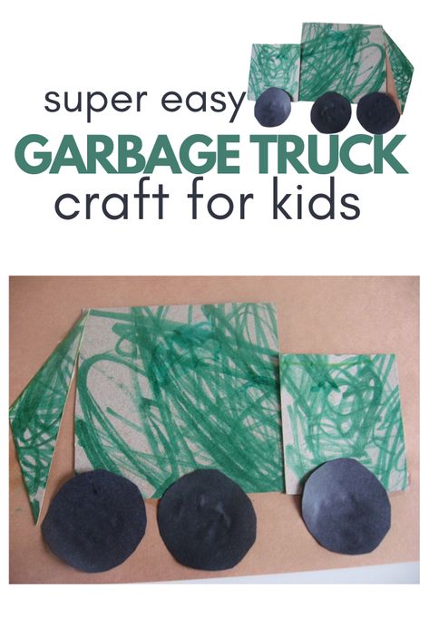 Garbage Truck Craft Recycling Art For Toddlers, Garbage Collector Preschool, Garbage Truck Activities For Toddlers, Garbage Truck Preschool Activities, Trash Collector Preschool Activities, Garbage Truck Craft Preschool, Recycling Activities For Toddlers, Garbage Truck Craft, Construction Vehicles Crafts