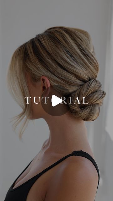 Updo With Middle Part, Updo For High Neck Dress, Sleek High Bun, Pulled Back Hair, Side Bun Updo, High Bun Tutorials, Knotted Bun Tutorial, Knot Bun, Updo Tutorial