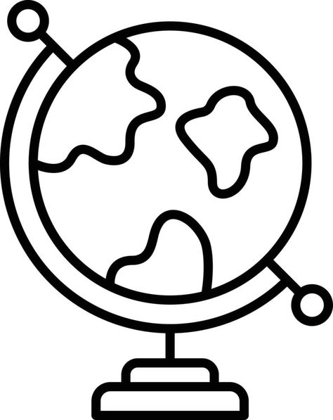 World Globe Line Icon Simple Globe Drawing, Easy Globe Drawing, Globe Drawing Simple, Globe Line Art, Globe Coloring Page, School Event Ideas, Globe Drawing, Globe Clipart, Desk Globe