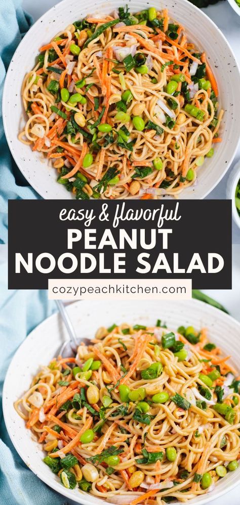 Tictok Recipes, Cold Peanut Noodles, Peanut Noodle Salad, Thai Peanut Salad, Asian Pasta Salads, Asian Pasta, Peanut Sauce Noodles, Thai Noodle Salad, Spicy Peanut Noodles