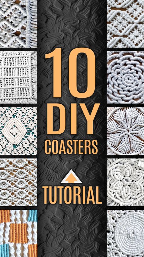 10 MACRAME COASTERS Macrame Coaster Patterns Free, Macrame Coasters Diy Tutorial, Macrame Coasters Tutorial, Macrame Coasters Diy, Macrame Beginners, Decoration Craft Ideas, Doilies Diy, Macrame Hangers, Coasters Diy