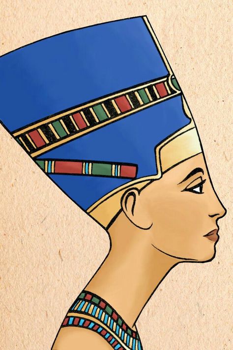 Egypt Art Drawing, Egyptian Art Drawing, Nefertiti Art, Ancient Egypt Projects, Egyptian Drawings, Starověký Egypt, Egypt Project, Egyptian Painting, Ancient Egypt History