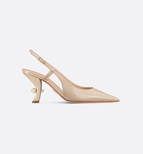 Dior Tribales Slingback Pump Nude Patent Calfskin | DIOR Build Wardrobe, Dior Star, Icon Shoes, Couture Looks, Ballerina Pumps, Blue Pumps, Short Denim, Star Shoes, Silver Cufflinks