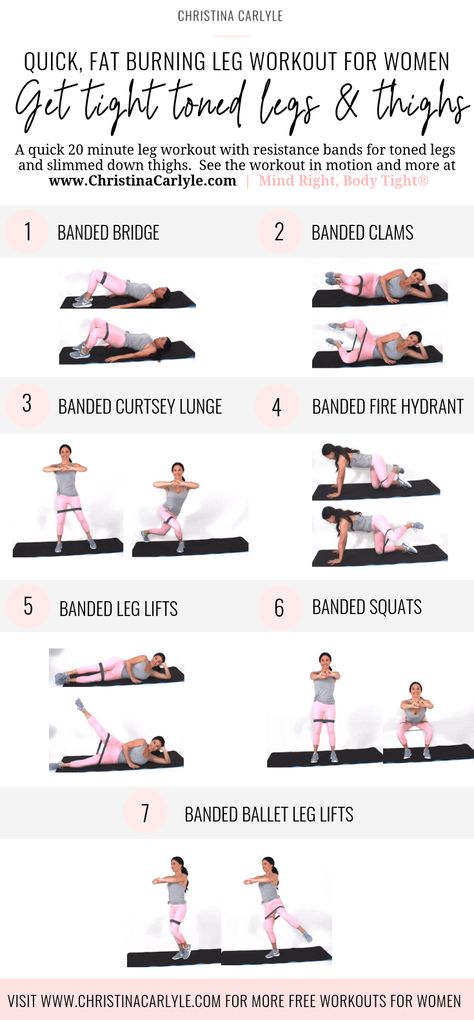 Lower Body Band Exercises, Christina Carlyle Workout, Inner Thigh Band Exercises, Leg Workout With Resistance Bands Inner Thigh, Excersise Band Workout, Resistance Band Loop Exercises, Loop Band Exercises, Christina Carlyle, Leg Workout With Bands