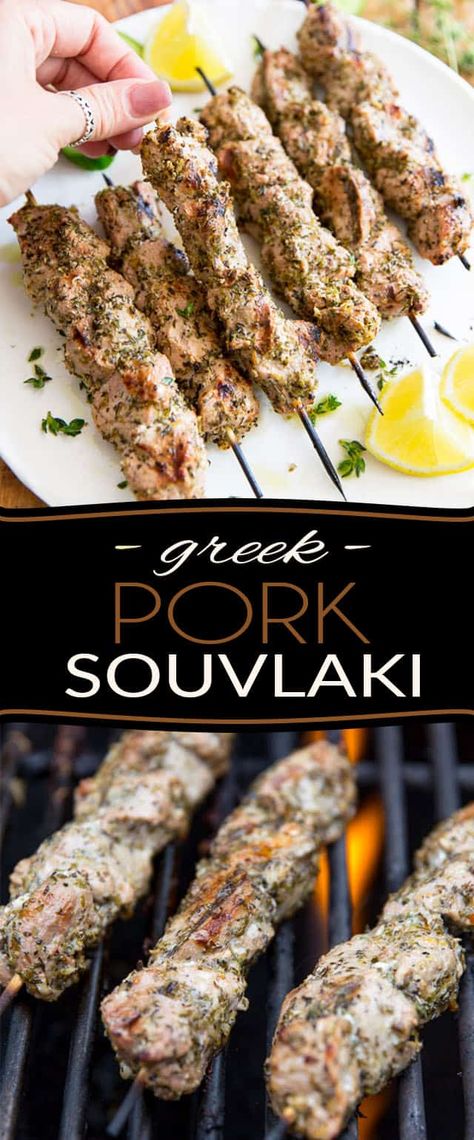 These Greek Pork Souvlaki are very easy to make and taste so crazy good, you'll want them to keep your outdoor grill occupied all summer long! Greek Pork Loin Recipes, Greek Pork Recipes, Summer Pork Recipes, Pork Kebobs, Pork Souvlaki, Greek Pork, Pork Kebabs, Souvlaki Recipe, Barbecue Pork Ribs