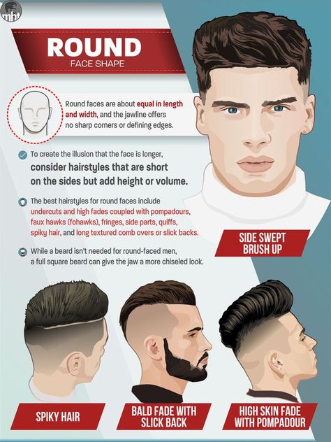 Are about equal in length and width, and the jawline offers no sharp corners or defining edges Haircuts For Round Face Shape, Round Face Men, Trendy Mens Haircuts, Bangs For Round Face, Cool Mens Haircuts, Face Shape Hairstyles, Medium Length Hair Men, Hair Guide, Round Face Shape