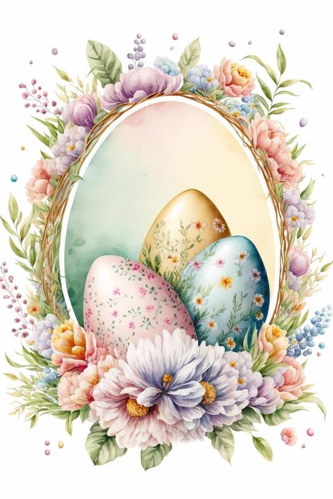 Easter Watercolor, Watercolor Frame, Easter Clipart, Easter Bunnies, Premium Photo, Easter Egg, Happy Easter, Easter, Clip Art