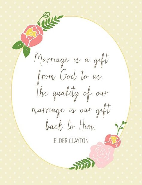 “The promises of the Lord are extended to all those who follow the pattern of life that builds happy, holy marriage relationships.” From Elder L. Whitney Clayton's April 2013 http://facebook.com/223271487682878 message http://lds.org/general-conference/2013/04/marriage-watch-and-learn Wedding Quotes Marriage, Quotes About Marriage, Lds Quote, Conference Quotes, Tshirt Printing, Church Quotes, Lds Quotes, Wedding Quotes, Marriage Is