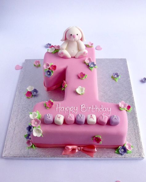 Girly Bunny ,Puppy or Caricature Single Number | Karen's Cakes Buttercream First Birthday Cake, 1 Shaped Birthday Cake, Number 1 Cake Design, 1 Year Birthday Cake, Number 1 Cake, Girls First Birthday Cake, Elephant Baby Shower Cake, Number Birthday Cakes, 1st Birthday Girl Decorations