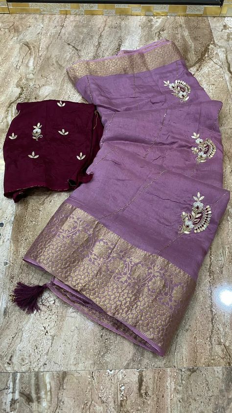 Function Saree, Sarees Ideas, Lavender Saree, Assam Silk Saree, Kantha Silk, Cotton Blouse Design, Simple Saree Designs, New Saree Designs, Anarkali Dress Pattern