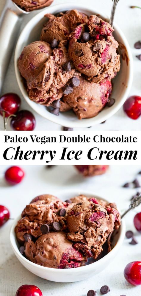 Cherry Fudge, Chocolate Cherry Ice Cream, Ice Cream No Churn, Paleo Ice Cream, Pumpkin Pie Ice Cream, Vegan Ice Cream Recipe, Fro Yo, Nice Cream Recipe, Cherry Ice Cream